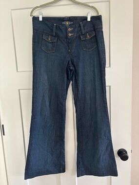 Lucky Brand Indigo Flare Jeans with Triple-Button Waist